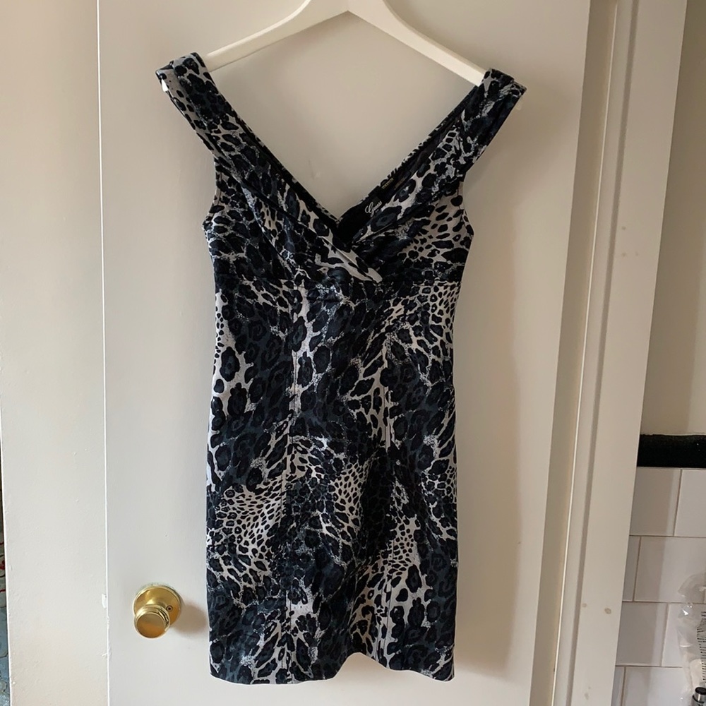 Guess Blue/Black Leopard Print Dress